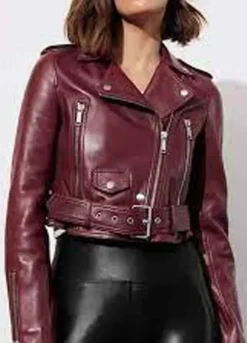 13 REASONS WHY (JESSICA DAVIS) ALISHA BOE MAROON LEATHER JACKET