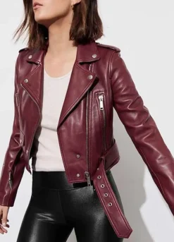 13 REASONS WHY (JESSICA DAVIS) ALISHA BOE MAROON LEATHER JACKET