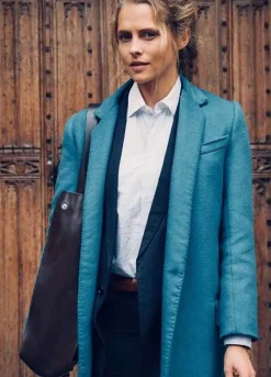 A DISCOVERY OF WITCHES (DIANA BISHOP) TERESA PALMER BLUE WOOL COAT