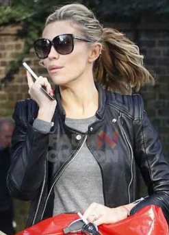 Abbey Clancy Black Biker Leather Jacket