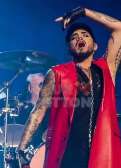Adam Lambert Concert 2019 Red Sleeveless Coat