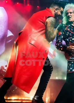 Adam Lambert Concert 2019 Red Sleeveless Coat