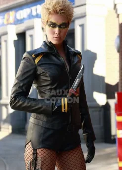 Alaina Huffman Smallville Black Canary Leather Jacket