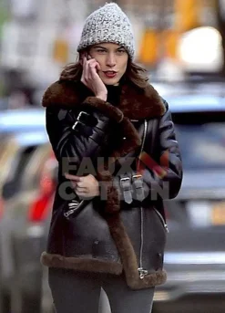 ALEXA CHUNG SHEARLING FUR JACKET