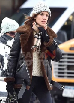 ALEXA CHUNG SHEARLING FUR JACKET