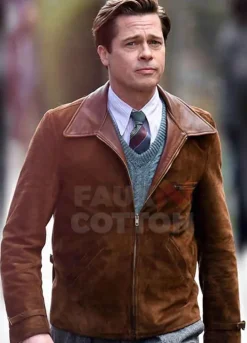 Allied Brad Pitt (Max Vatan) Brown Suede Leather Jacket