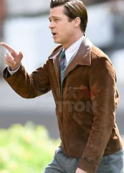 Allied Brad Pitt (Max Vatan) Brown Suede Leather Jacket