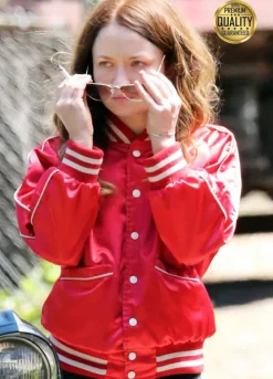 American Gods Emily Browning ( Laura Moon ) Red Varsity Jacket