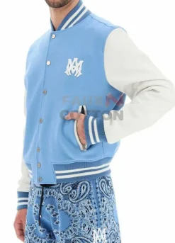 Amiri Blue and White Letterman Jacket For Men's