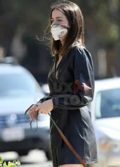 Ana De Armas Black Leather Coat