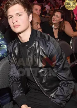 Ansel Elgort Black Bomber Jacket