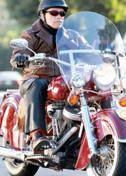 Arnold Terminator Style Motorcycle Brown Leather Jacket