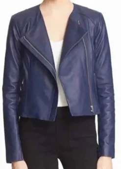 Arrow Emily Bett Rickards (Felicity Smoak) Blue Leather Jacket