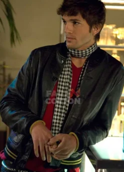 Ashton Kutcher Spread Nikki Black Bomber Jacket