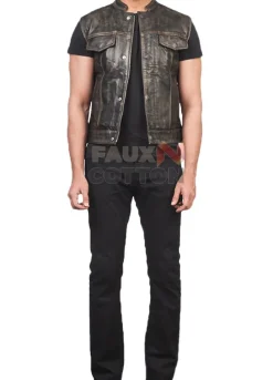 Atlas Moto Distressed Brown Leather Vest