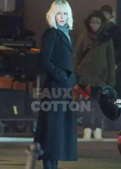 Atomic Blonde (Lorraine Broughton) Charlize Theron Black Wool Coat