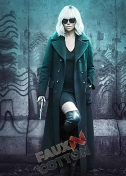 Atomic Blonde (Lorraine Broughton) Charlize Theron Black Wool Coat