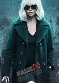 Atomic Blonde (Lorraine Broughton) Charlize Theron Black Wool Coat