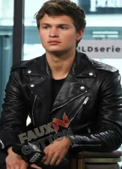 Baby Driver Ansel Elgort (Baby) Black Leather Jacket