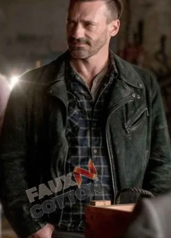 Baby Driver Jon Hamm (Buddy) Black Suede Jacket