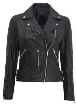 BARI BLACK LEATHER MOTO JACKET WOMEN'S