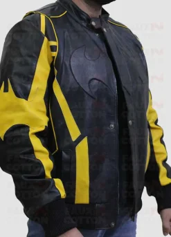 Batman X Men Motorcycle Black Yellow Leather Jacket