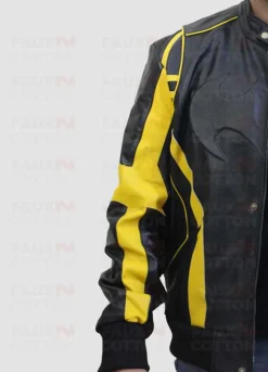 Batman X Men Motorcycle Black Yellow Leather Jacket