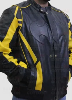 Batman X Men Motorcycle Black Yellow Leather Jacket