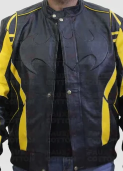 Batman X Men Motorcycle Black Yellow Leather Jacket