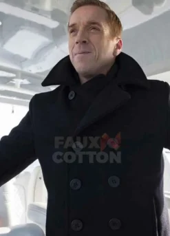 Billions Damian Lewis Black Pea Coat