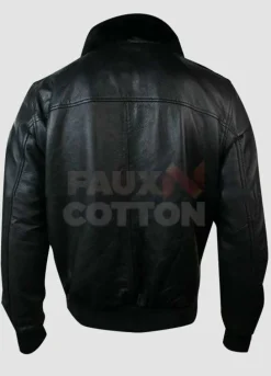 Black A2 Mens Classic Flight Bomber Pilot Fur Collar Jacket