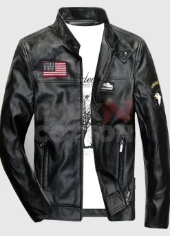 BLACK AIR FORCE FLIGHT MA-1 LEATHER JACKET