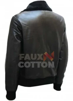 BLACK BOMBER BRAD PITT LEATHER JACKET