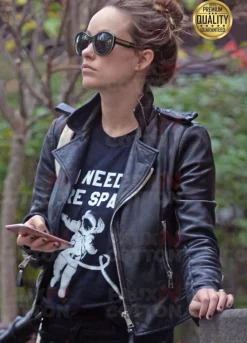 BLACK OLIVIA WILDE LEATHER JACKET