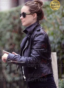 BLACK OLIVIA WILDE LEATHER JACKET