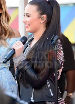 BLACK STUDDED DEMI LOVATO LEATHER JACKET