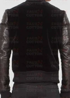 Black Suede With Sleeves Leather Bomber Jacket