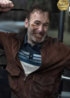 Bob Odenkirk Nobody Brown Suede Bomber Jacket