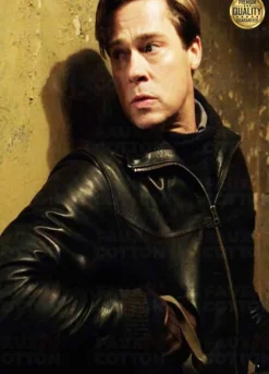 Brad Pitt Allied Black Leather Jacket