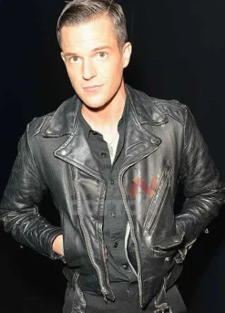Brandon Flowers Biker Black Leather Jacket
