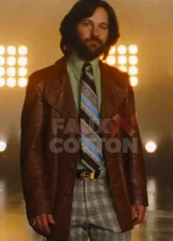 Brian Fantana Anchorman 2 Paul Rudd Brown Leather Coat