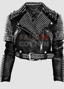 Britney Spears Black Spike Leather Jacket