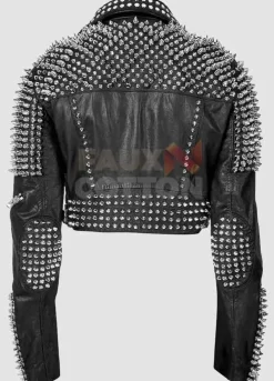 Britney Spears Black Spike Leather Jacket