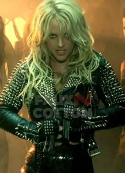 Britney Spears Black Spike Leather Jacket