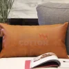 Brown Leather Pillow Cover For Couch Sofa Bed 12 X 20 Inch