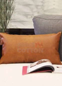 Brown Leather Pillow Cover For Couch Sofa Bed 12 X 20 Inch
