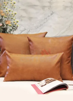 Brown Leather Pillow Cover For Couch Sofa Bed 12 X 20 Inch