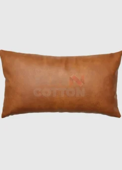 Brown Leather Pillow Cover For Couch Sofa Bed 12 X 20 Inch