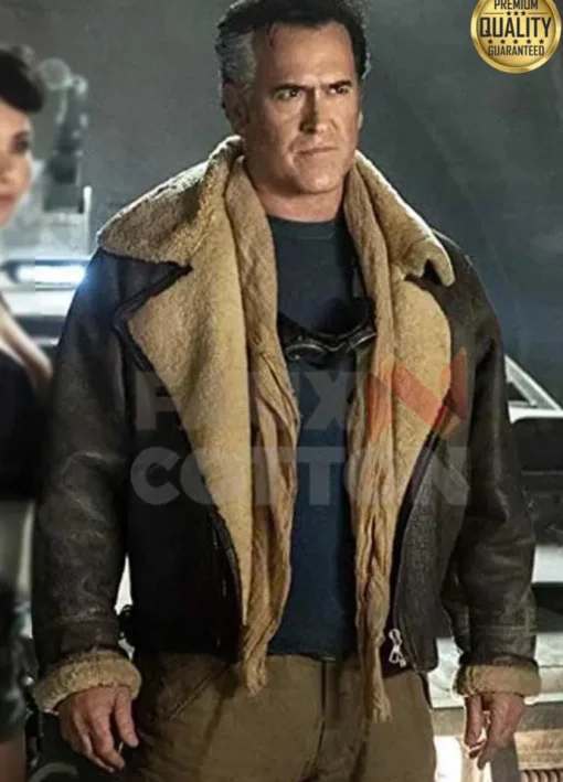 Bruce Campbell Ash vs Evil Dead Brown Shearling Jacket