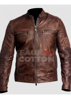 Cafe Racer Brown Motorcycle Genuine Leather Jacket